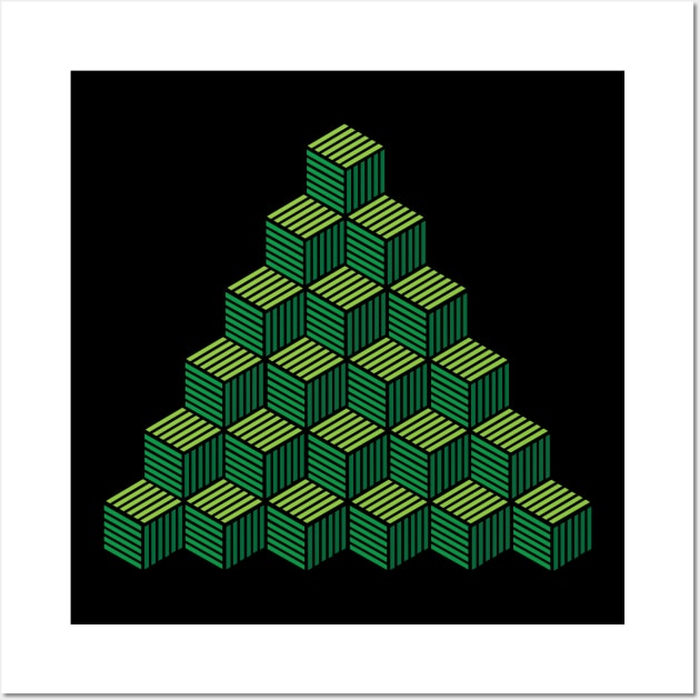 Green Cube Escher Pattern Wall Art by Trapezio